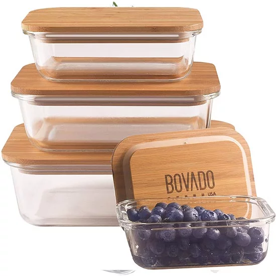 Bovado Glass Food Storage Containers with Bamboo Lids Bovado Glass Food Storage Containers with Bamboo Lids