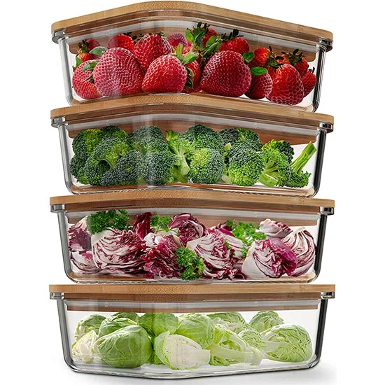 Verel Glass Meal Prep Containers with Bamboo Lids Verel Glass Meal Prep Containers with Bamboo Lids