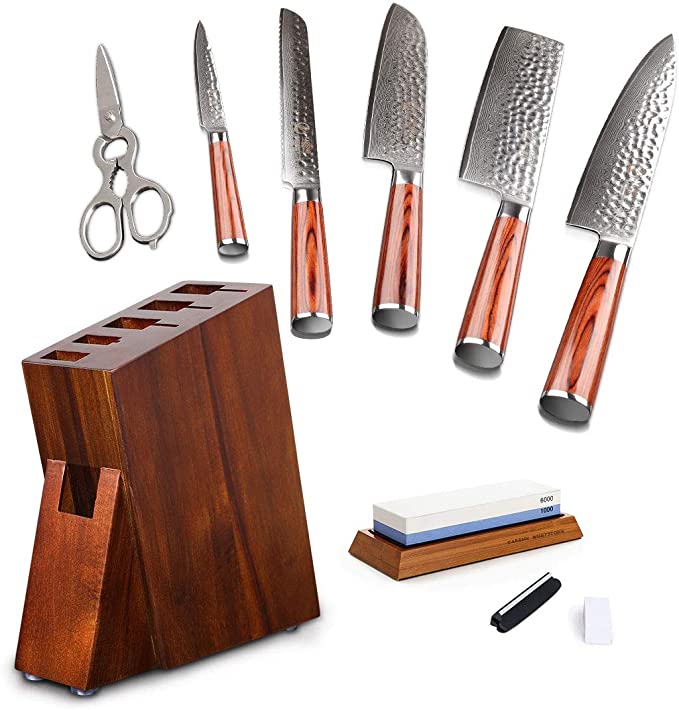 YARENH 8-Piece Damascus Japanese Knife Set YARENH 8-Piece Damascus Japanese Knife Set