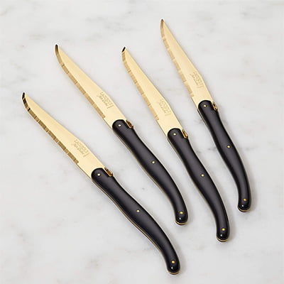 Laguiole Gold Serrated Steak Knife Set Laguiole Gold Serrated Steak Knife Set