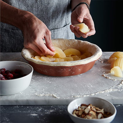 Crate & Barrel Oven-to-Table Serving Bowl with Trivet