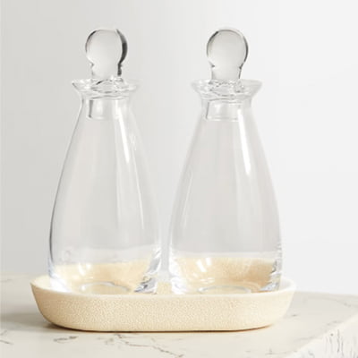 AERIN Shagreen & Glass Oil & Vinegar Bottle Set AERIN Shagreen & Glass Oil & Vinegar Bottle Set