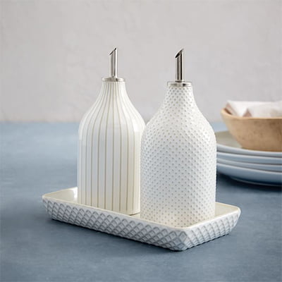 West Elm Textured Stoneware Oil & Vinegar Dispenser Set West Elm Textured Stoneware Oil & Vinegar Dispenser Set