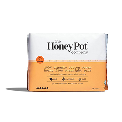 The Honey Pot Organic Cotton Heavy Flow Herbal Overnight Pads The Honey Pot Organic Cotton Heavy Flow Herbal Overnight Pads