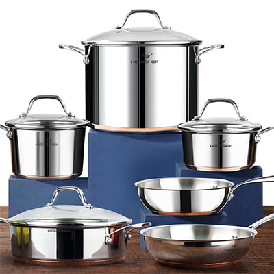 HOMI CHEF 10-Piece Nickel Free Stainless Steel Cookware Set