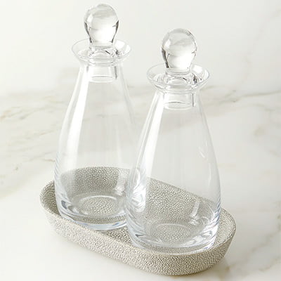 AERIN Shagreen & Glass Oil & Vinegar Bottle Set