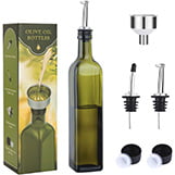 Aozita 17 Oz Dark Green Glass Olive Oil Bottle thumbnail