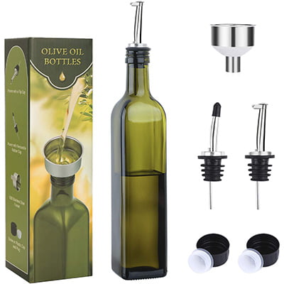 Aozita 17 Oz Dark Green Glass Olive Oil Bottle