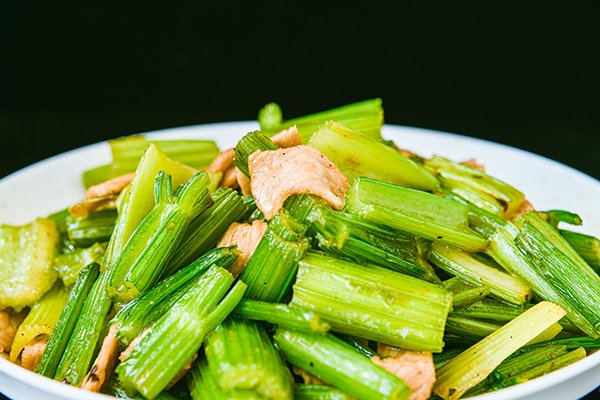 Closeup shot of a dish with celery