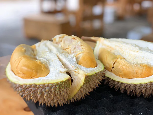 Durian cut in half
