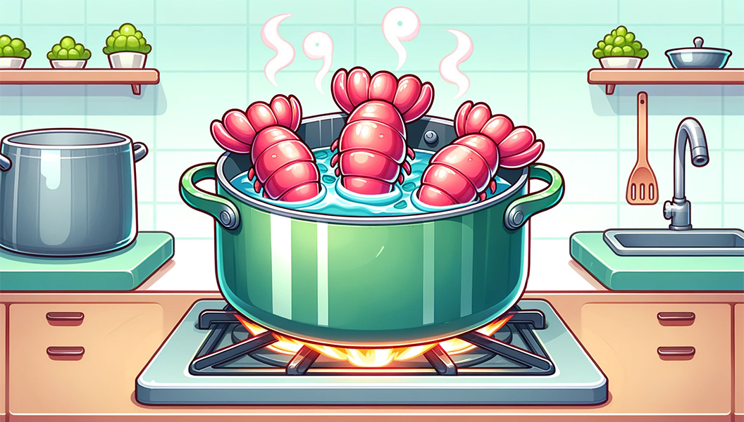 Boiling lobster tails