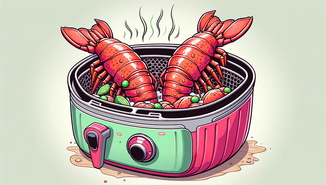 Lobster tails in air fryer basket