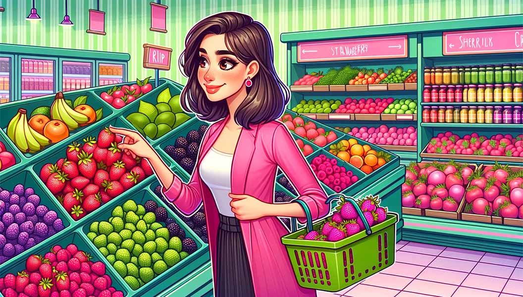 Woman choosing ripe fruits in the supermarket