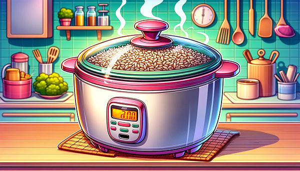 Rice cooker cooking brown rice