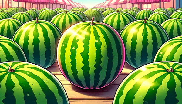 Watermelons in a market