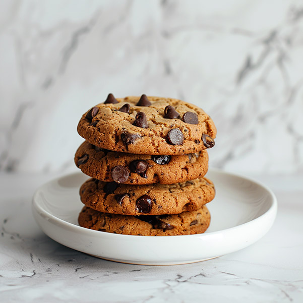 almond flour chocolate chip cookie stacked